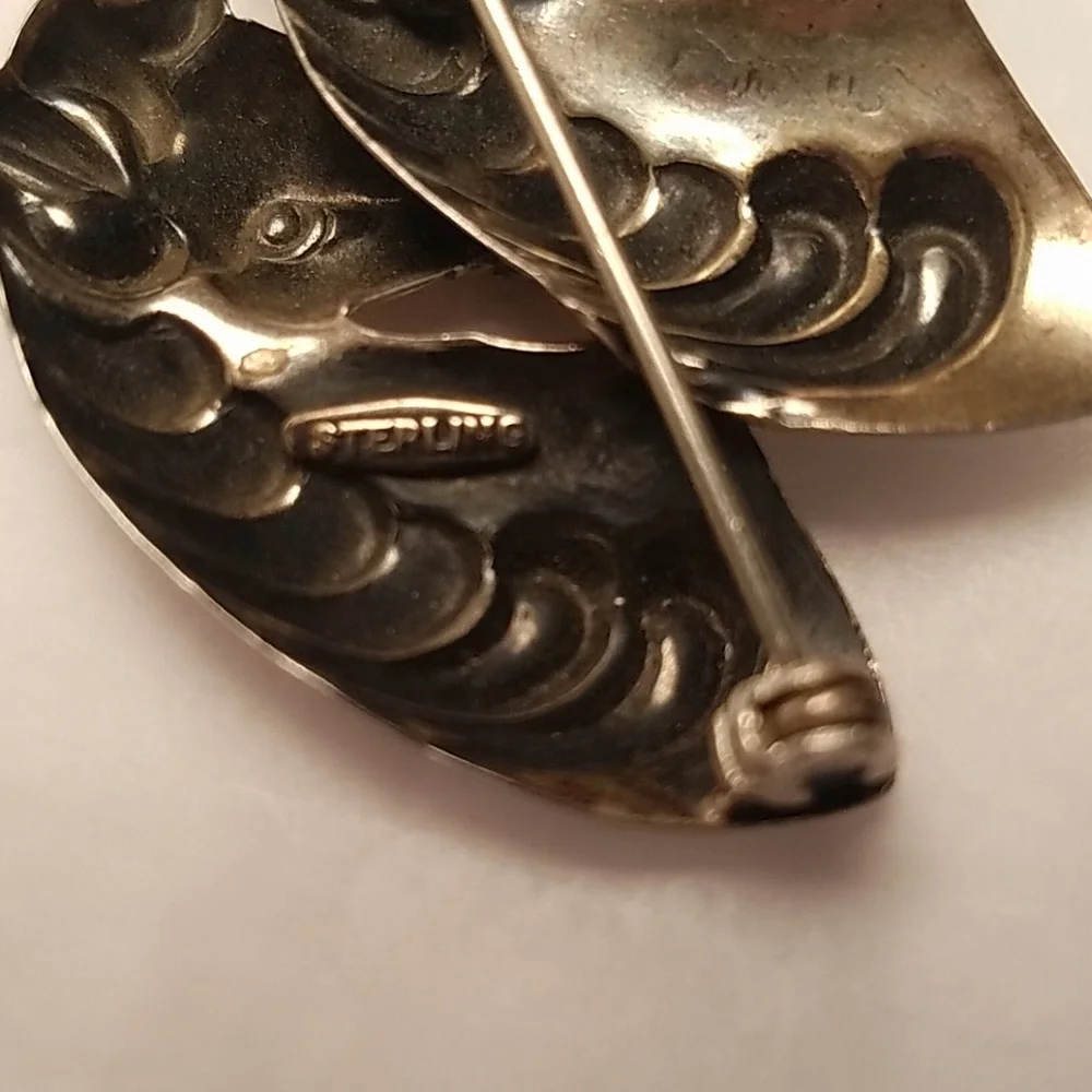 Vintage Sterling Double Horse Head Brooch